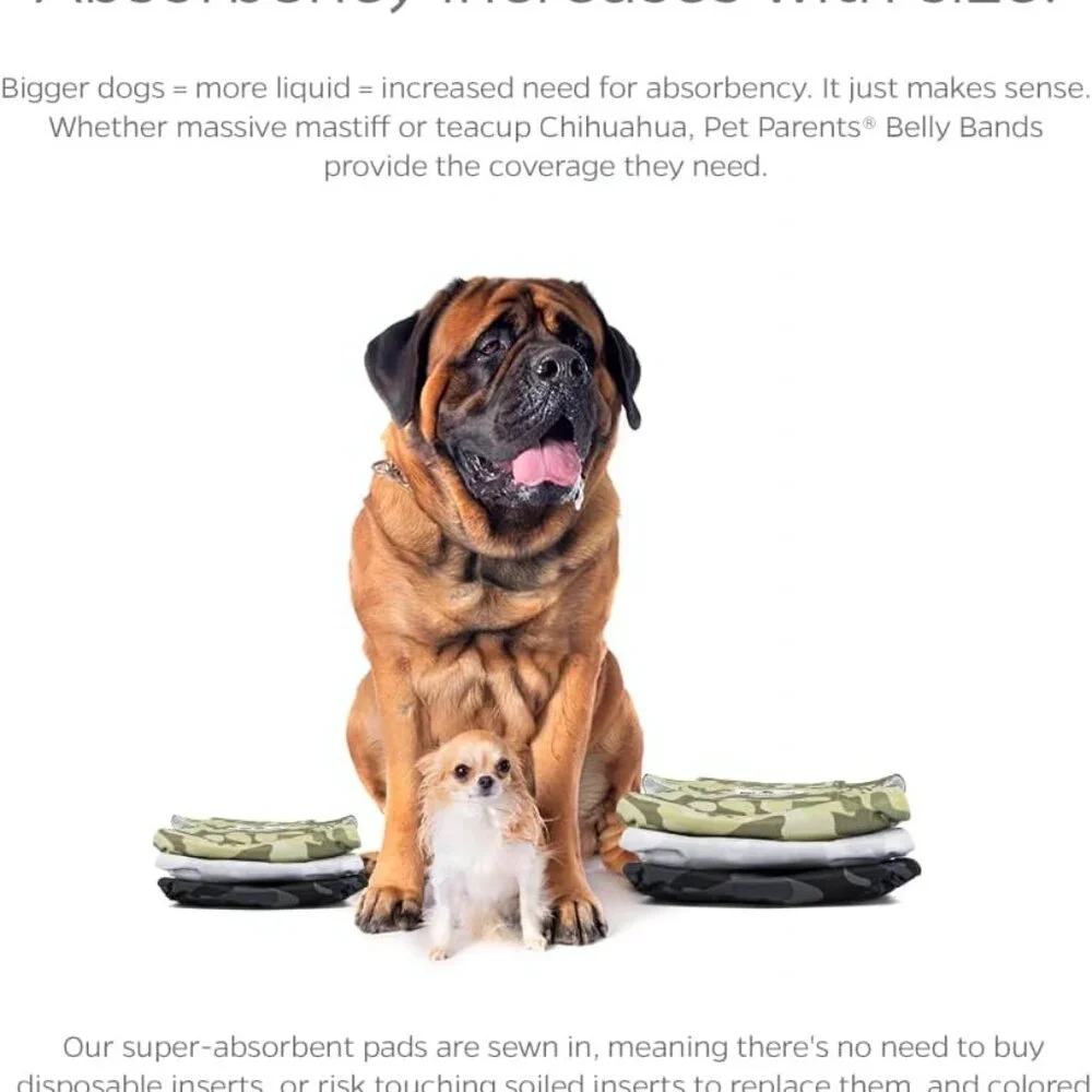 Pet Parents® Washable Belly Bands for Male Dogs (3pack) Camo Sz. L